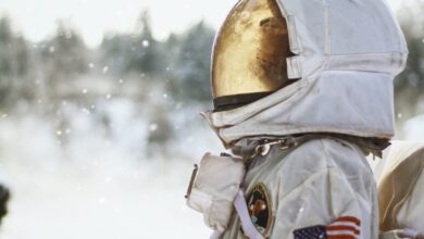 Bild von einem amerikanischen Astronauten in einem Astronautenfilm