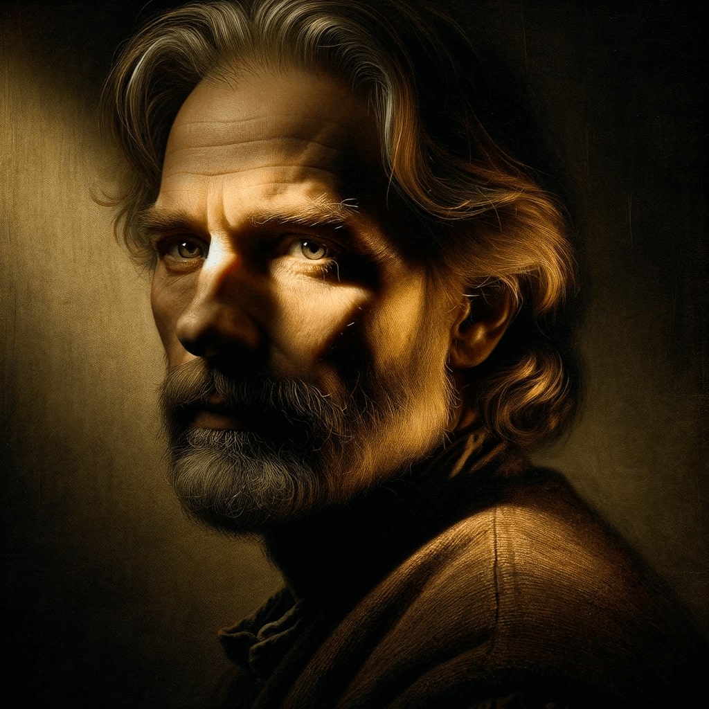 Ein Portrait von einem Mann im Rembrandt-Licht