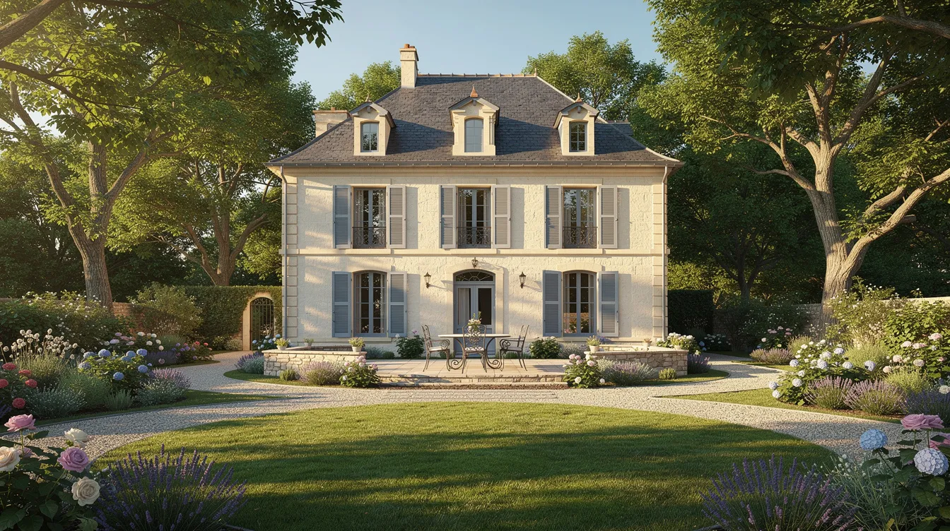Die elegante Villa im französischen Landhausstil ist von einem großen Garten umgeben, der von alten Bäumen gesäumt wird und bei sonnigem Wetter strahlt. Diese Szenerie könnte gut als Kulisse für eine Kinovorführung der Brüder Lumière dienen, die mit ihren Erfindungen die Geschichte des Films prägten.