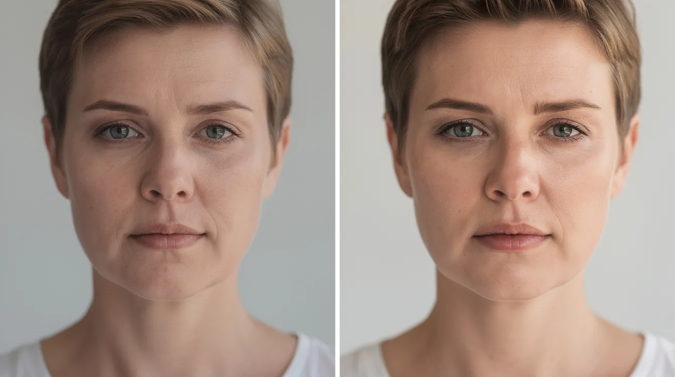 Das Bild zeigt zwei nebeneinanderliegende Ausschnitte einer Person. Auf der linken Seite ist die Person mit ausgewogenem Headroom abgebildet, während auf der rechten Seite der Kopf der Person angeschnitten ist und der Bildrand bedrückend wirkt.