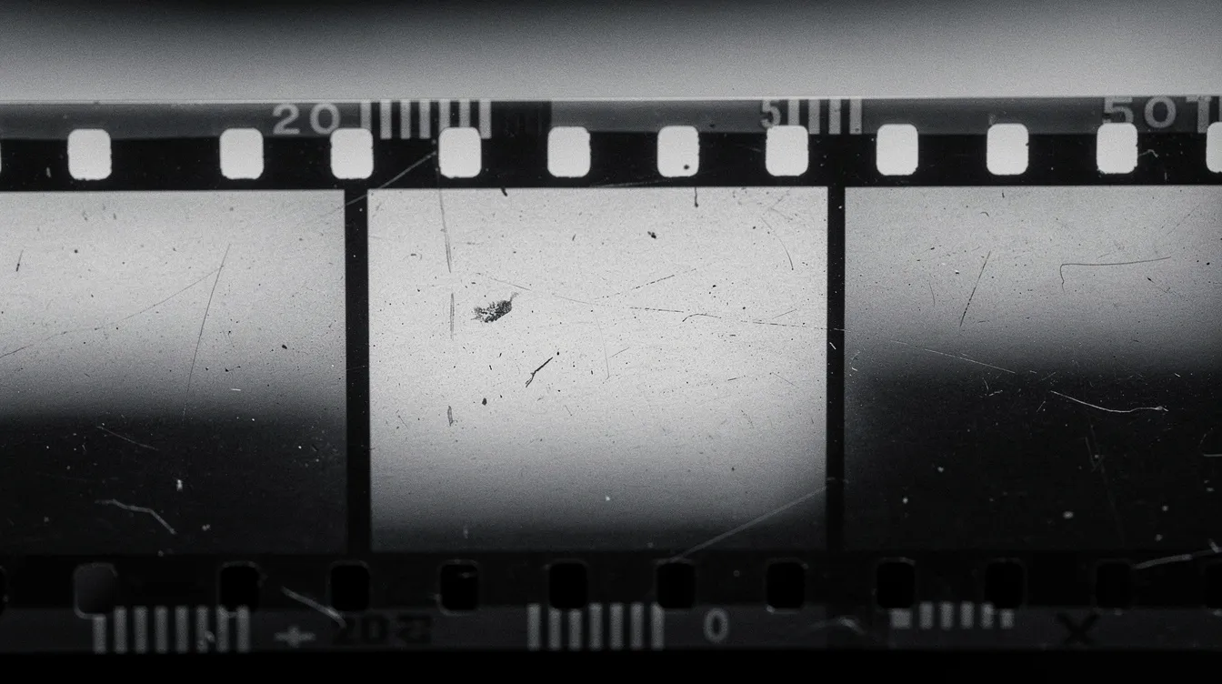 Die Nahaufnahme zeigt eine filmische 35-mm-Textur mit ausgeprägter Körnung und kontrastreichen Graustufen, die die starken hellen und dunklen Bereiche betont. Diese Detailaufnahme erinnert an die visuelle Ästhetik von Meisterwerken wie "Raging Bull", das die Kämpfe und das Leben des Boxers Jake La Mottas eindrucksvoll darstellt.